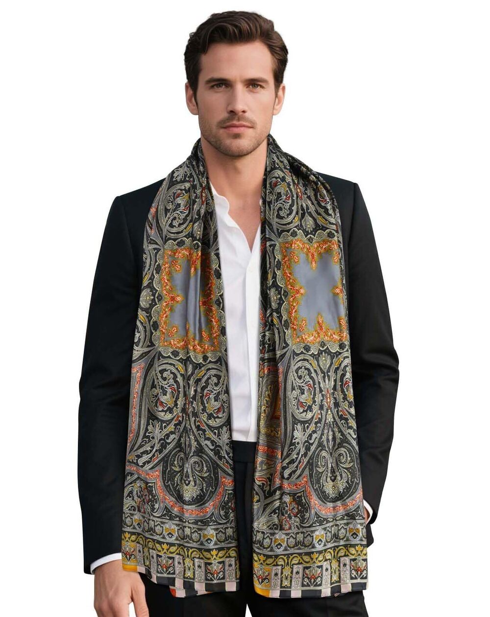 5621 Lightweight Silk Scarf Parisian Style Man Business Casual Shawl